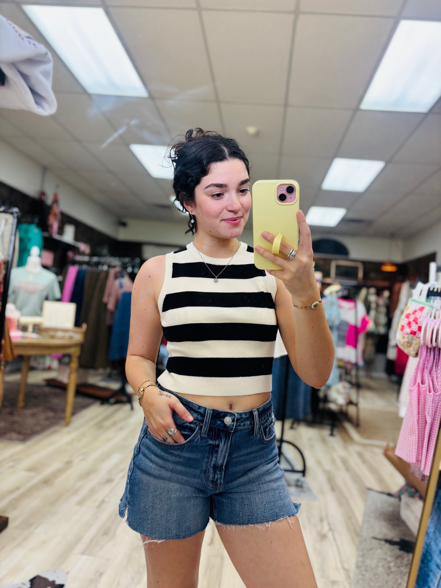Black/Cream Striped Tank