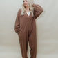 BROWN V-NECK JUMPSUIT
