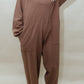 BROWN V-NECK JUMPSUIT