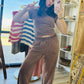 Brown Rolled Sleeve Jogger Set