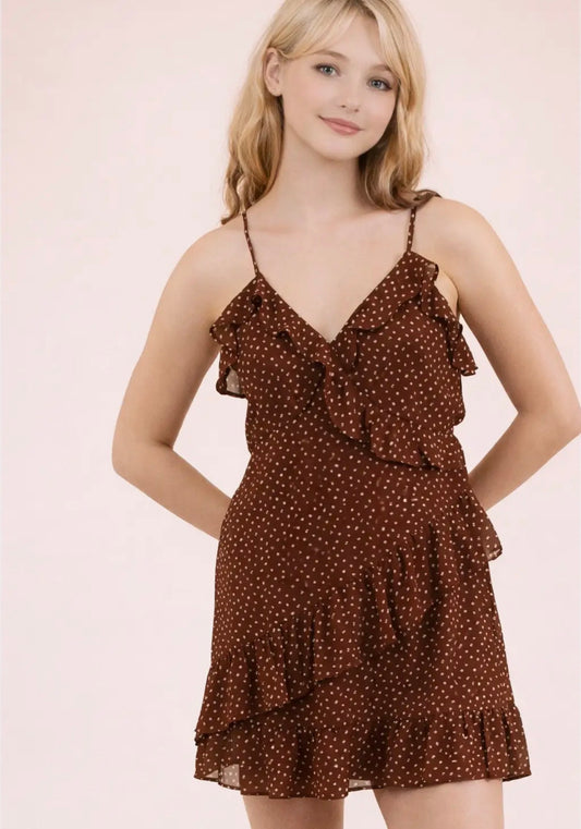 Mocha Dot Mini Dress