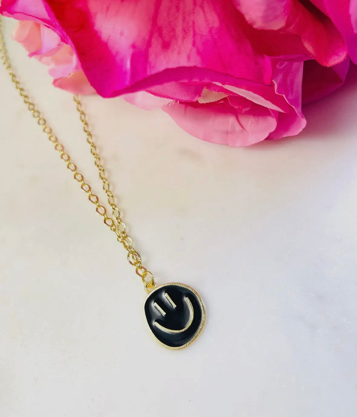 Black Smiley Face Necklace