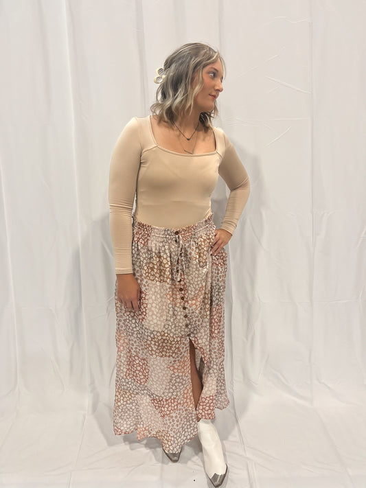 Smocked Maxi Skirt