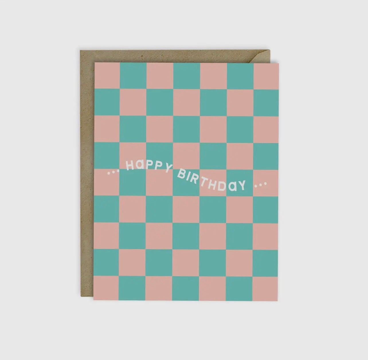 Green/Peach Checkered Birthday Card