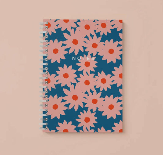 Blue/Pink Modern Flowers Notebook