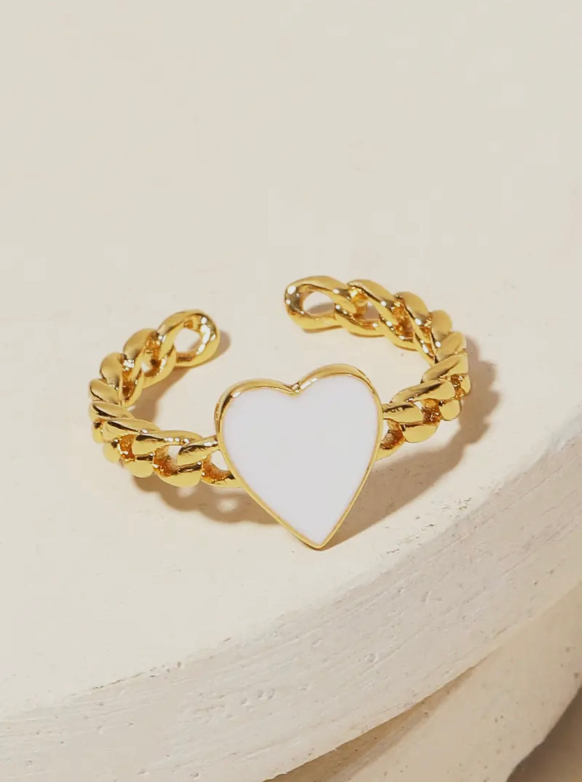 Enamel Heart Chain Ring