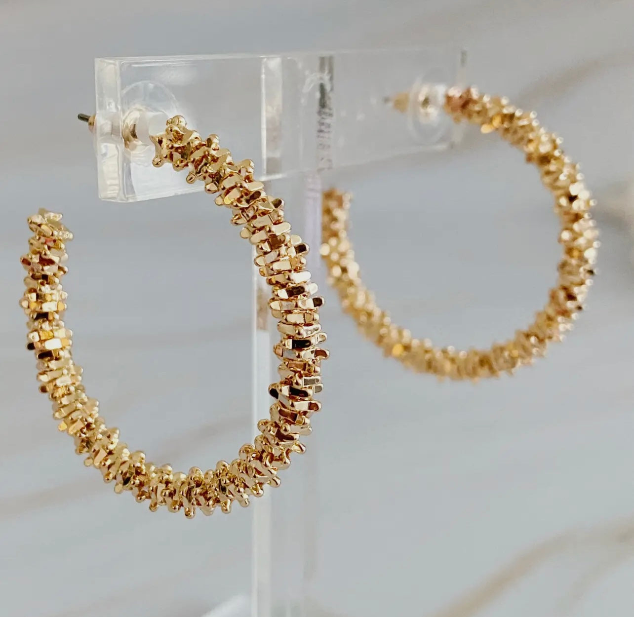 Gold Pebbles Hoop Earrings