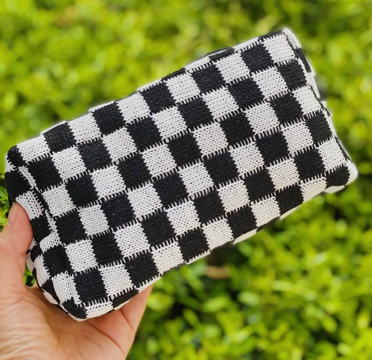 Checkered Cosmetic Bag