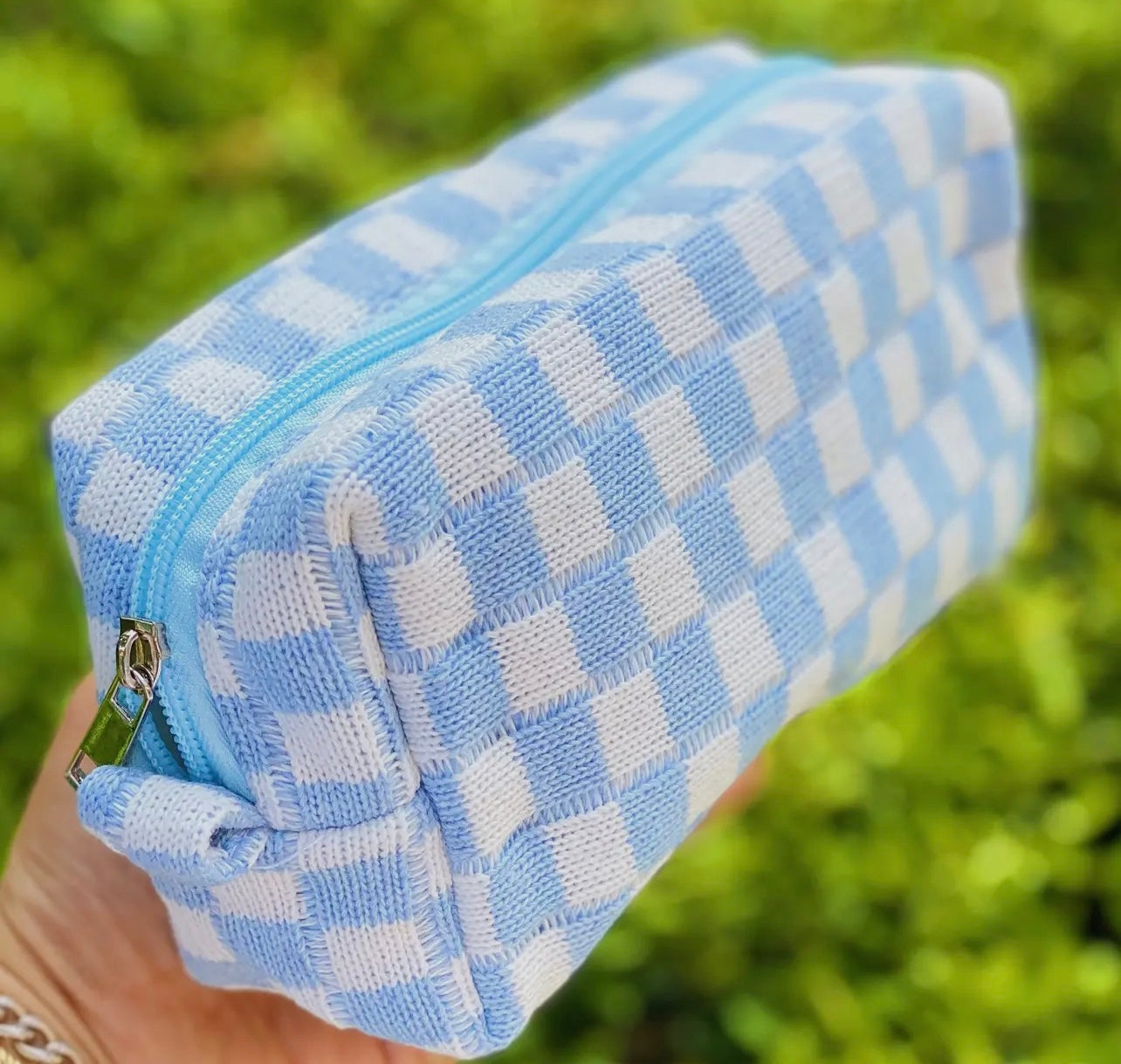 Checkered Cosmetic Bag