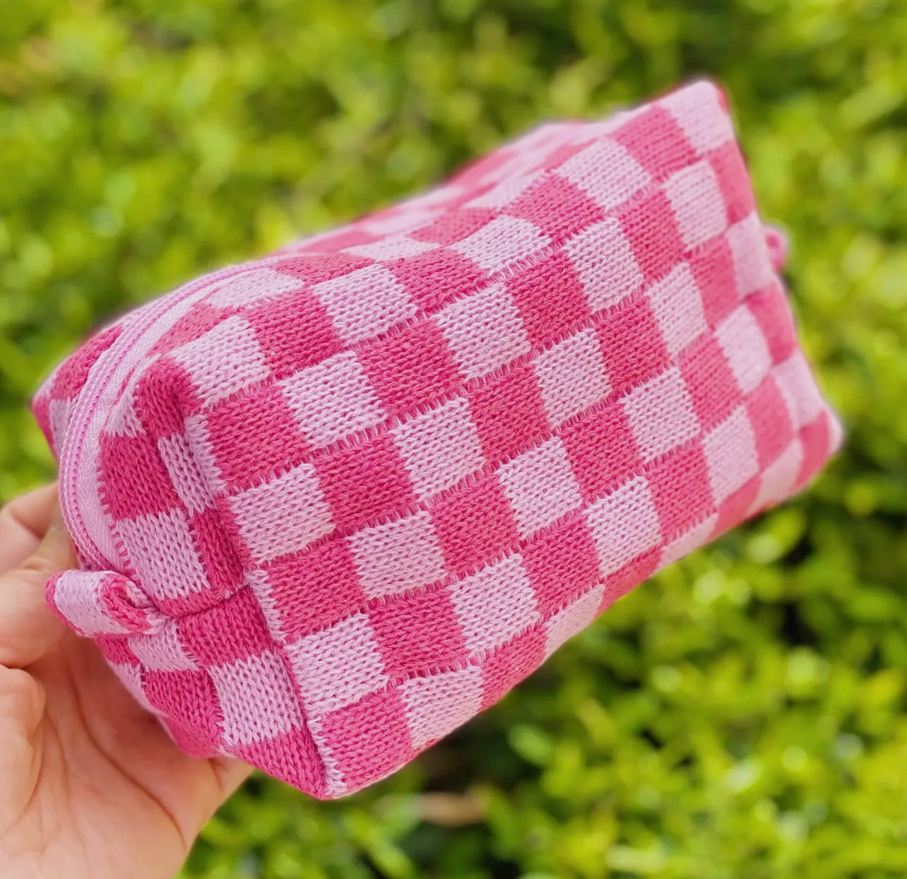 Checkered Cosmetic Bag