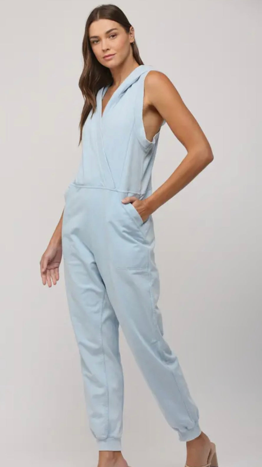 Light Blue Hooded Jumpsuit