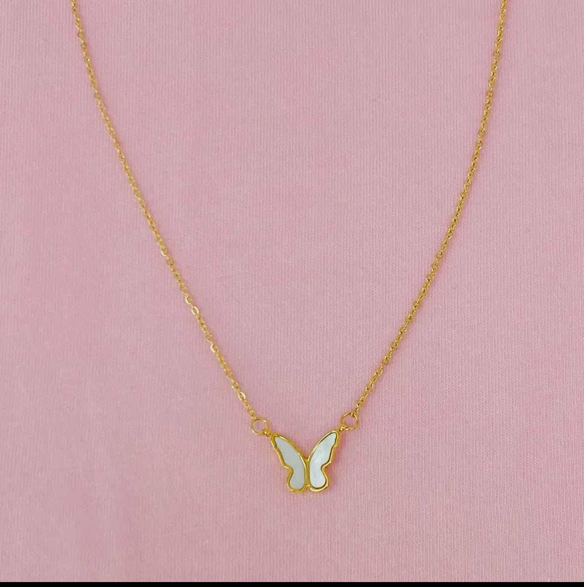 Gold Shell Butterfly Necklace