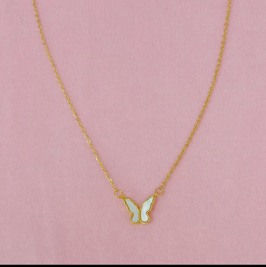 Gold Shell Butterfly Necklace