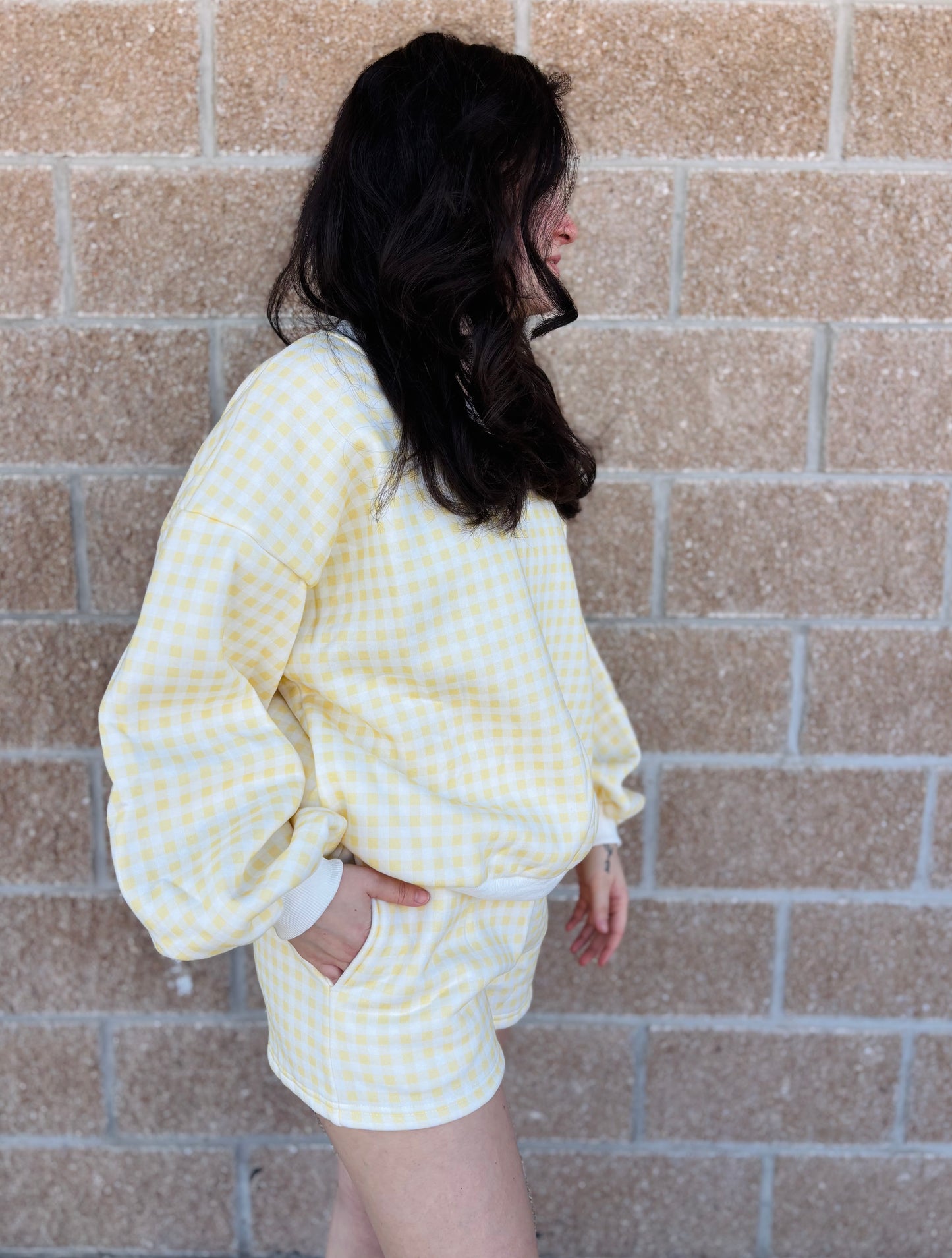 Yellow Gingham Shorts Set