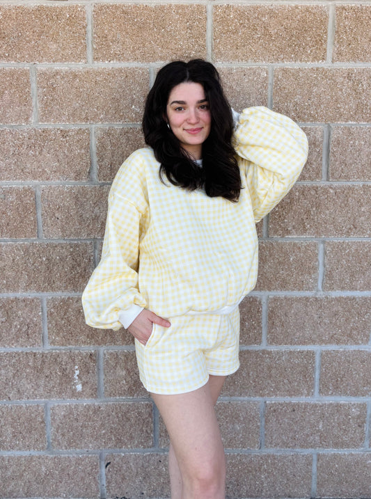Yellow Gingham Shorts Set