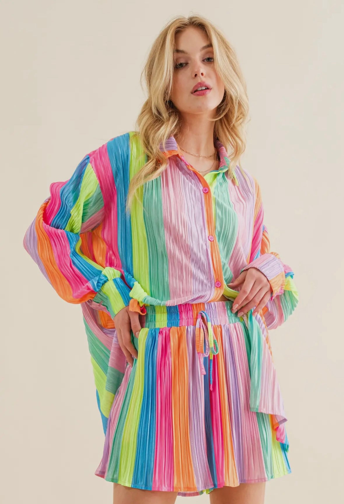 Rainbow Pleated Set