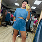 Denim Blue Shorts Set