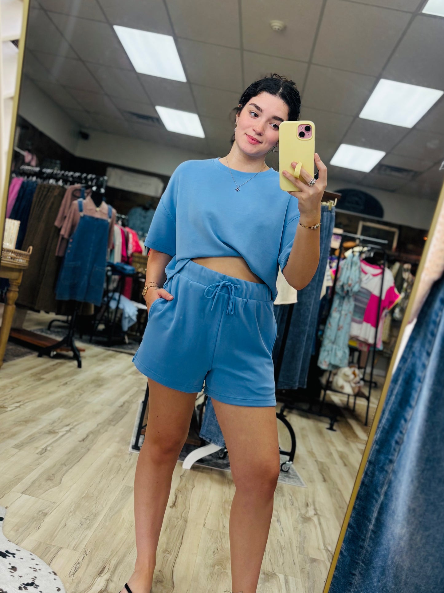 Denim Blue Shorts Set