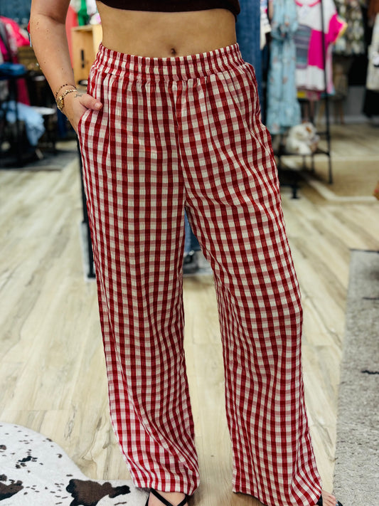 Red Gingham Pants