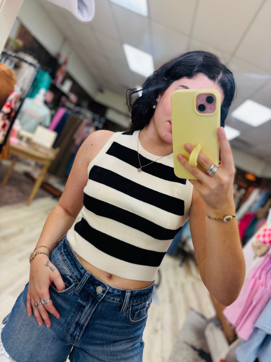Black/Cream Striped Tank