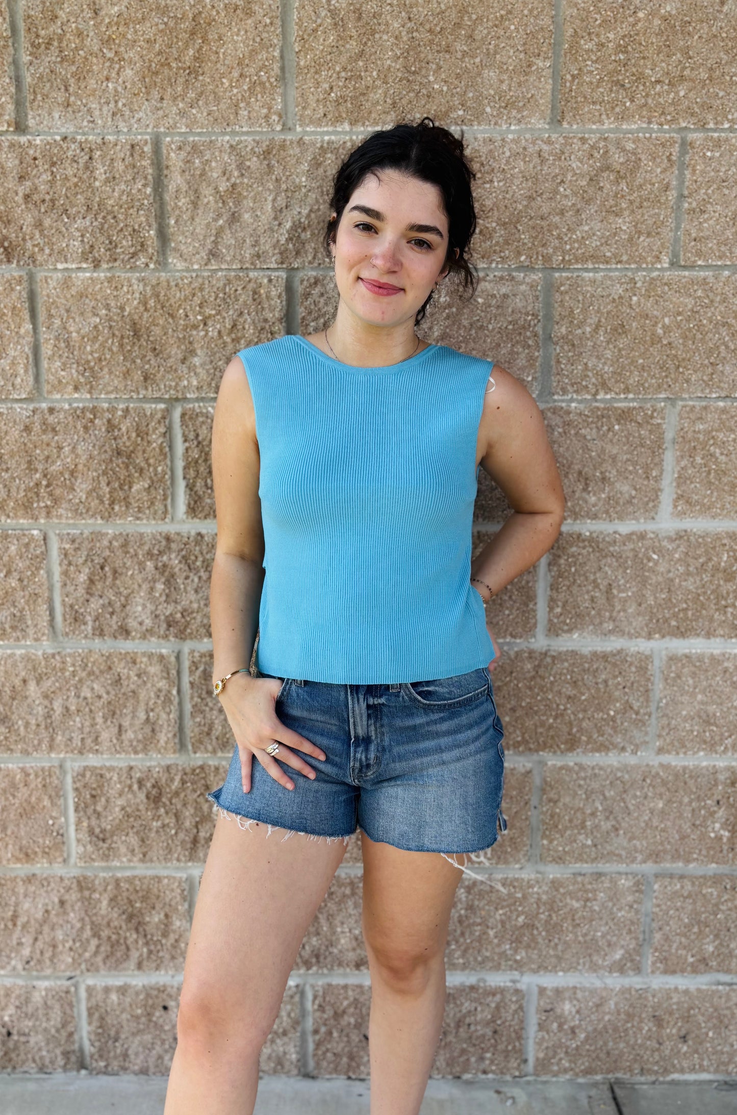 Open Back Ribbed Top