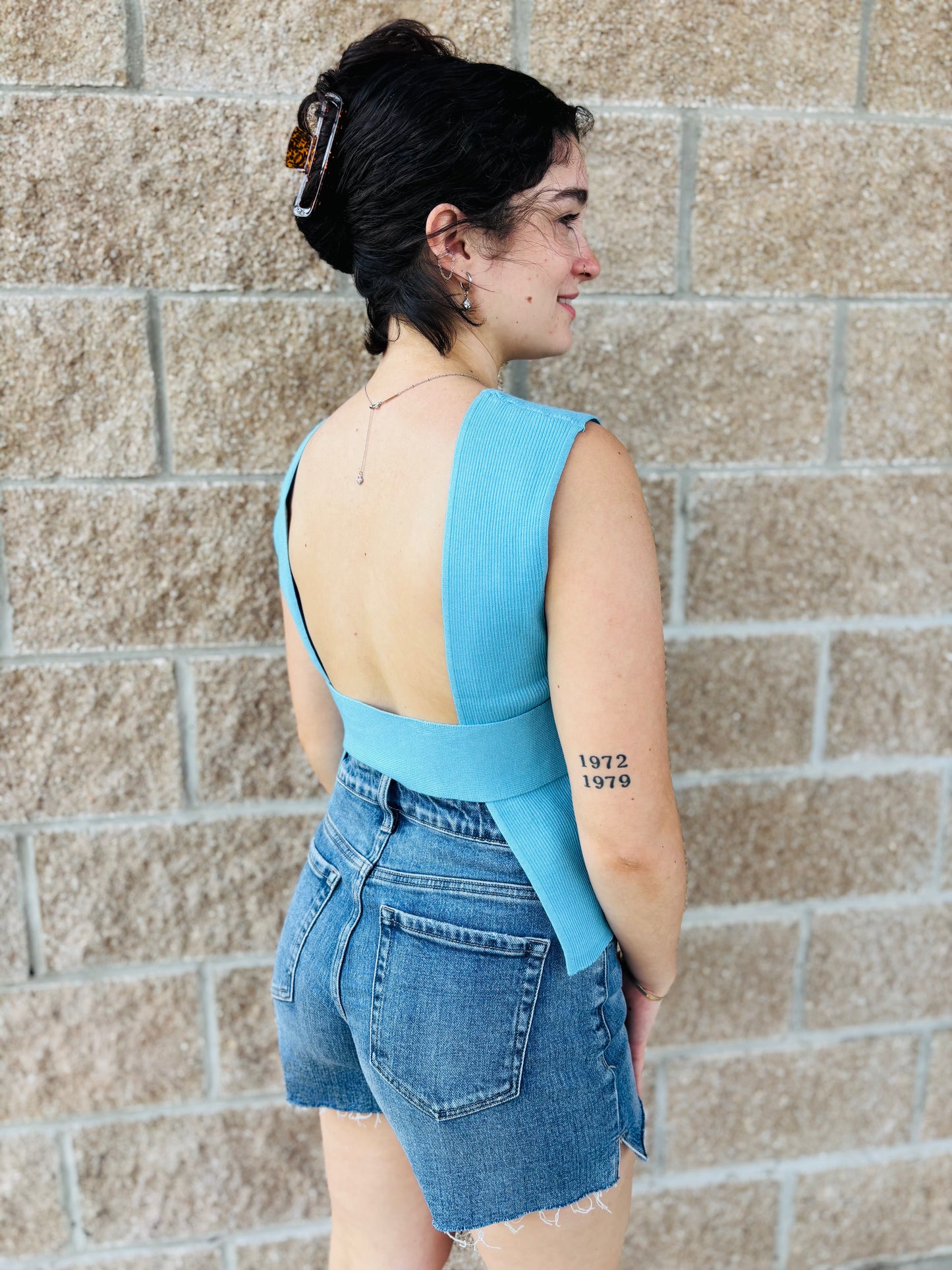 Open Back Ribbed Top