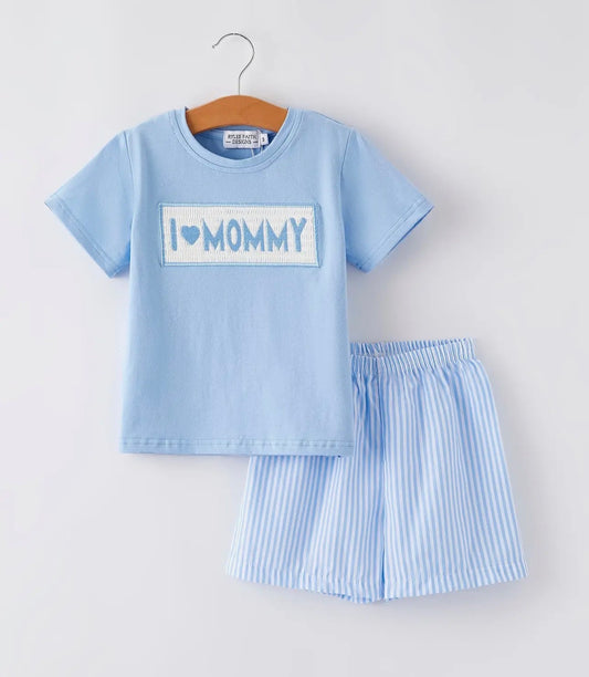 "I ♥︎ MOMMY" Smocked Shorts Set