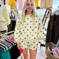 Butter Yellow + Brown Polka Dot Set