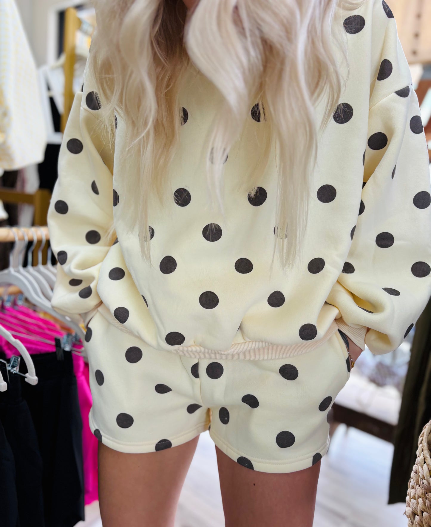 Butter Yellow + Brown Polka Dot Set