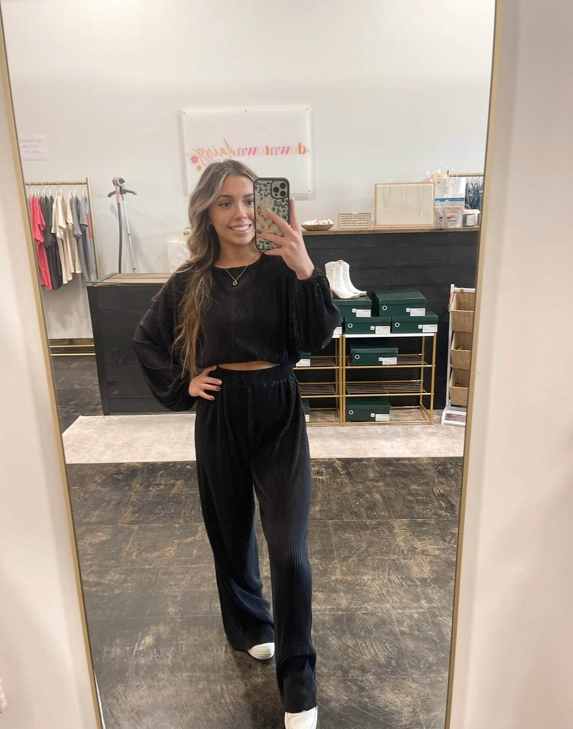 Black Cropped Pant Set