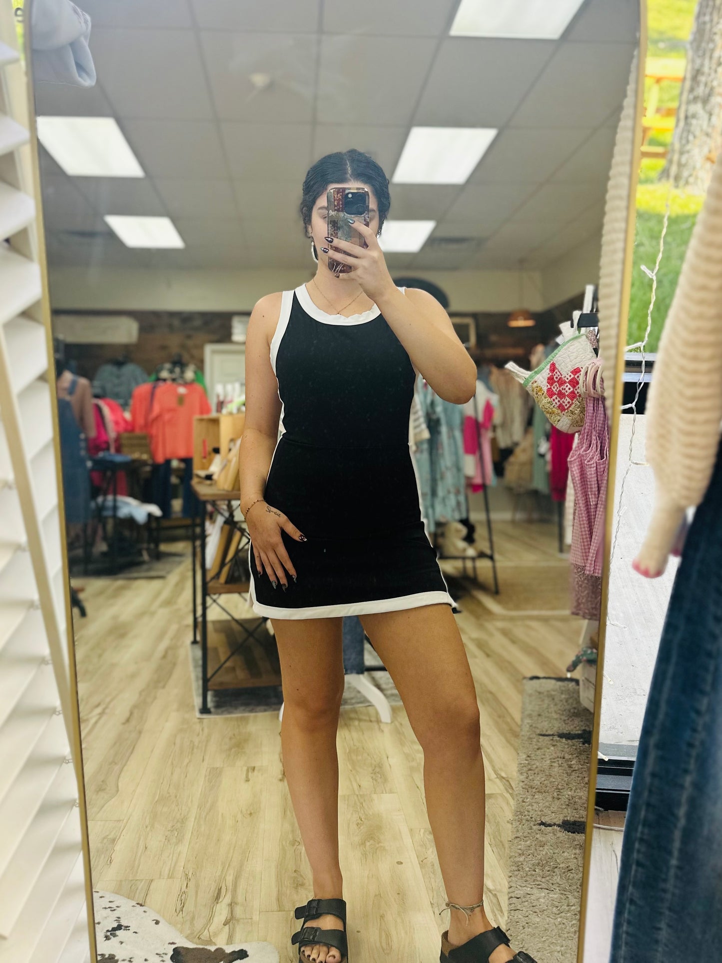 Black Active Dress w/ Bra Cap