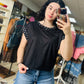 Black Polka Dot Cross Back Tee