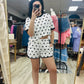 White Polka Dot Shorts Set
