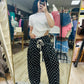 Black Polka Dot Barrel Pants