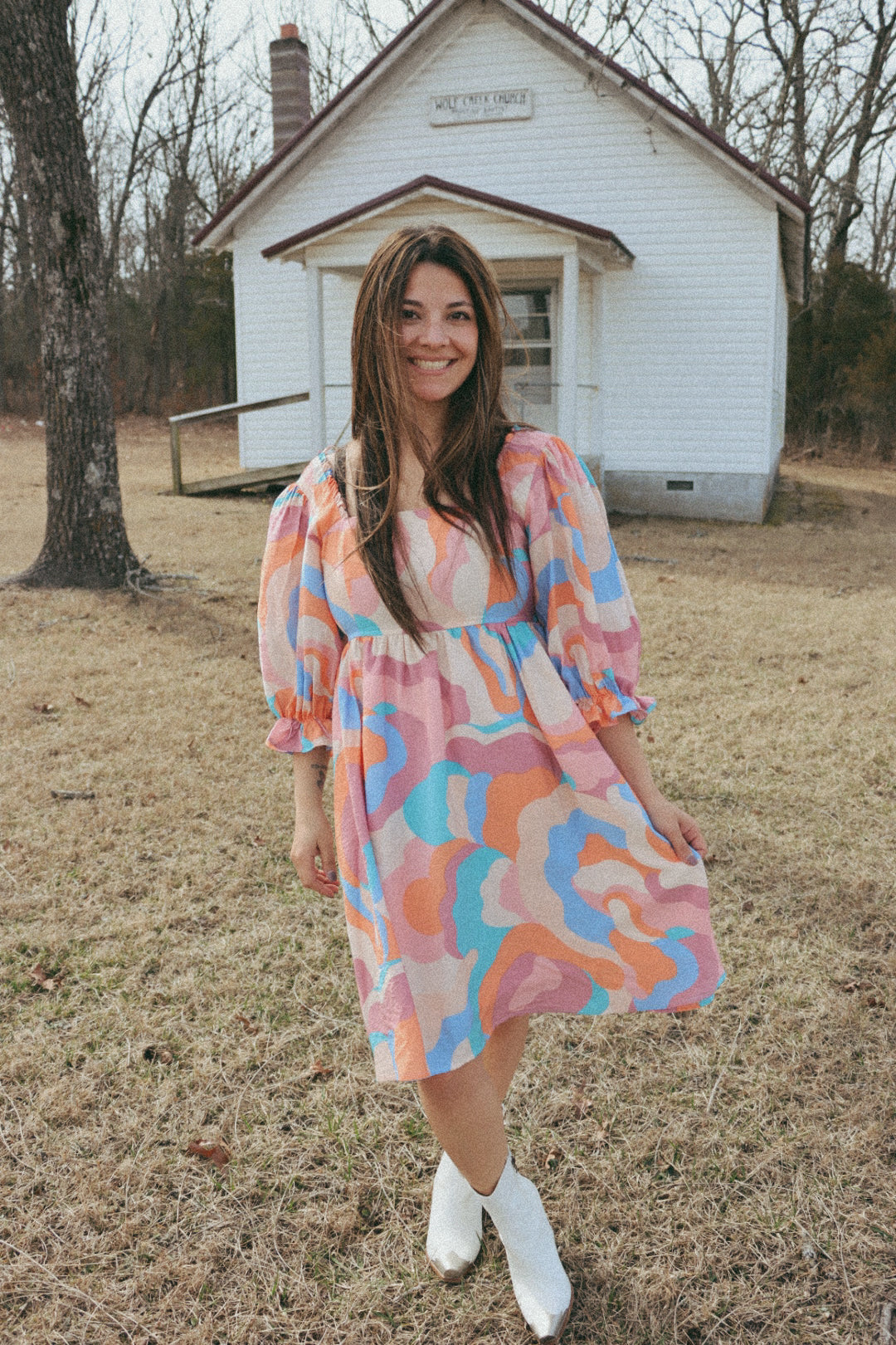 Swirl Print Mini Dress